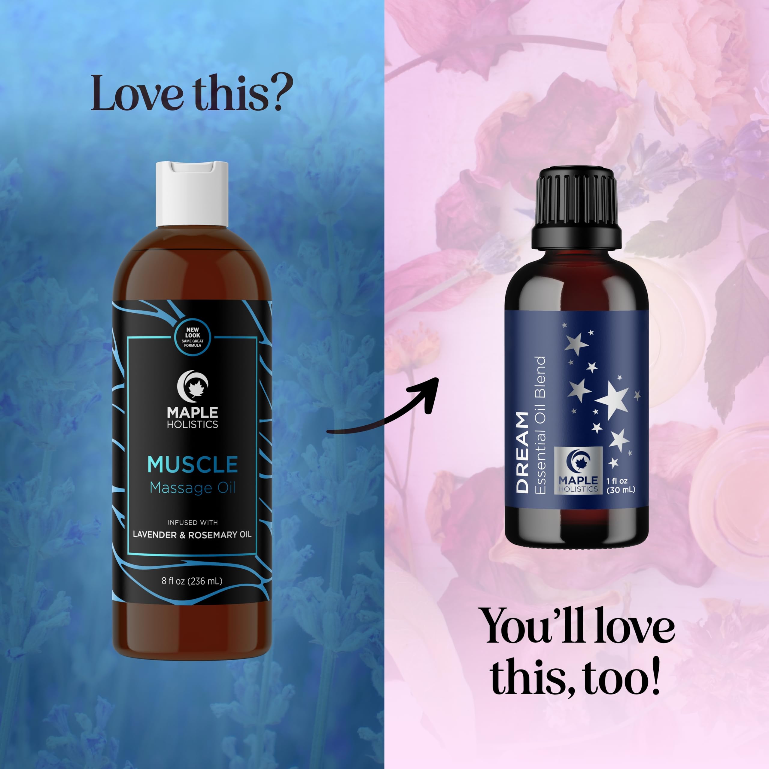 Lavender, lemon, rosemary essential oils blended for massage