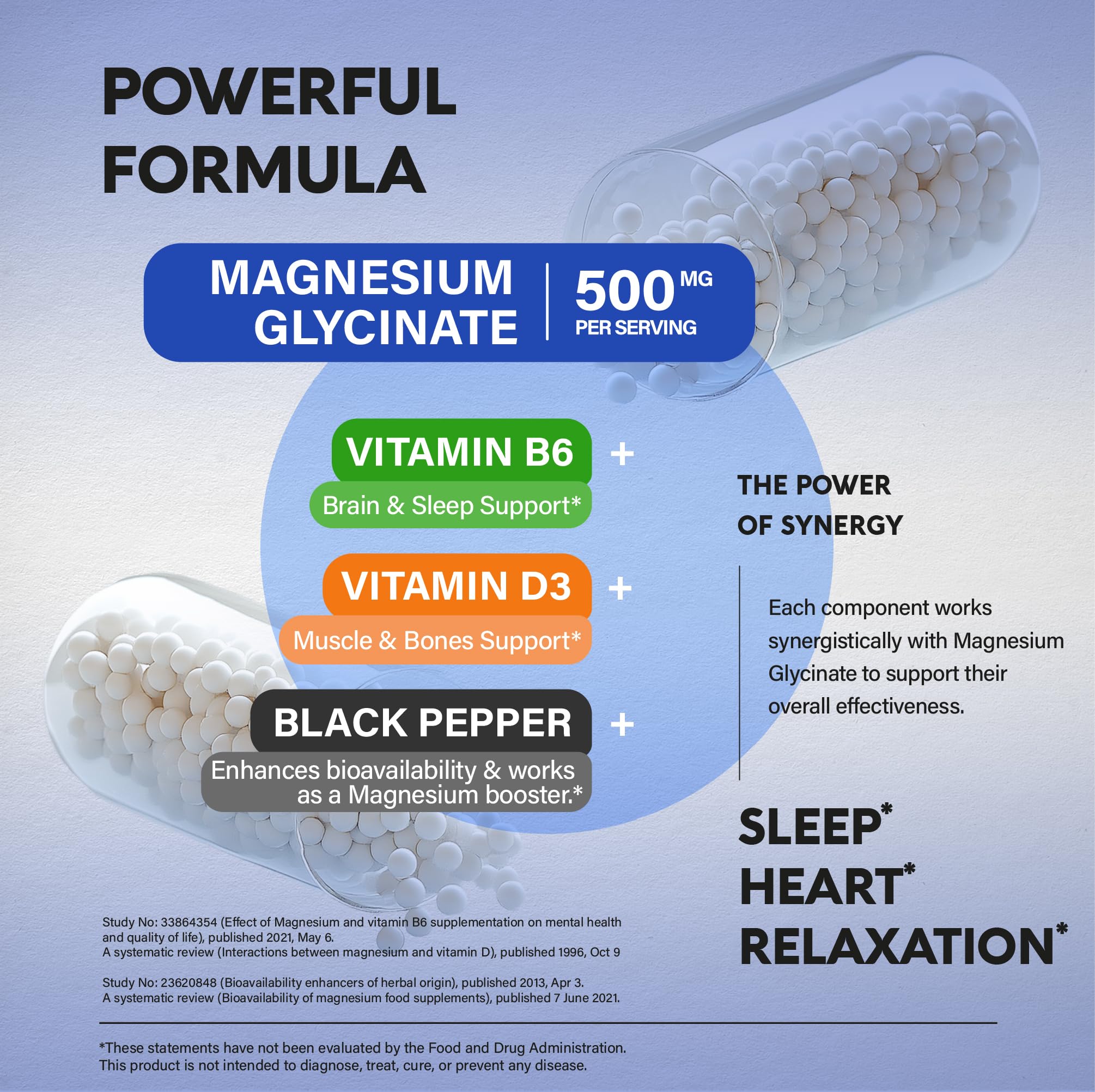 Relaxed muscles illustration with magnesium glycinate