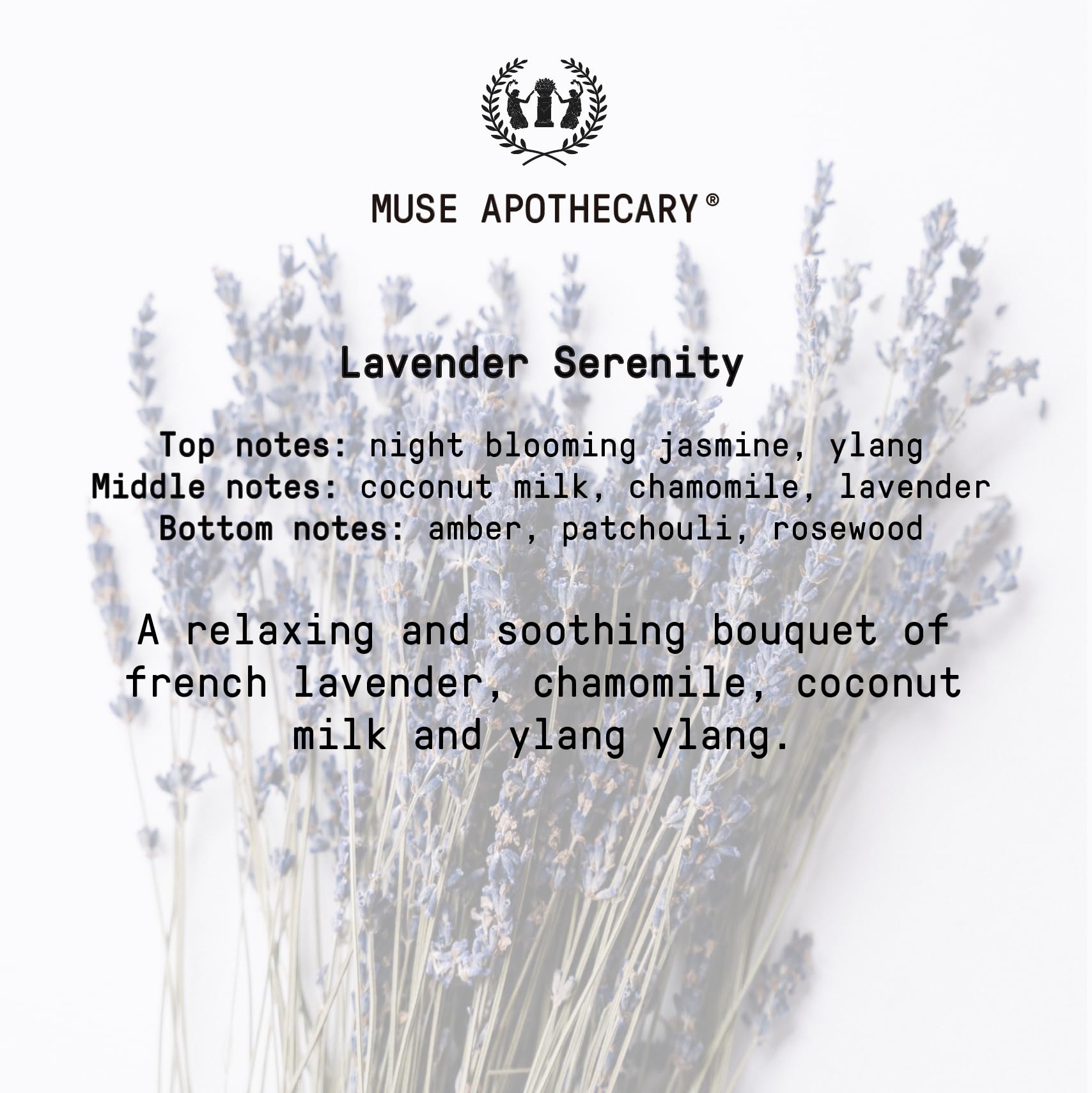 Bottle with ingredients and labeling for Muse Apothecary Linen Ritual