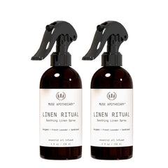 Linen Ritual Mist bottle with Bergamot, Lavender and Sandalwood label