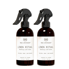4 oz Muse Apothecary Linen Ritual Mist bottle with amber-tonka bean scent