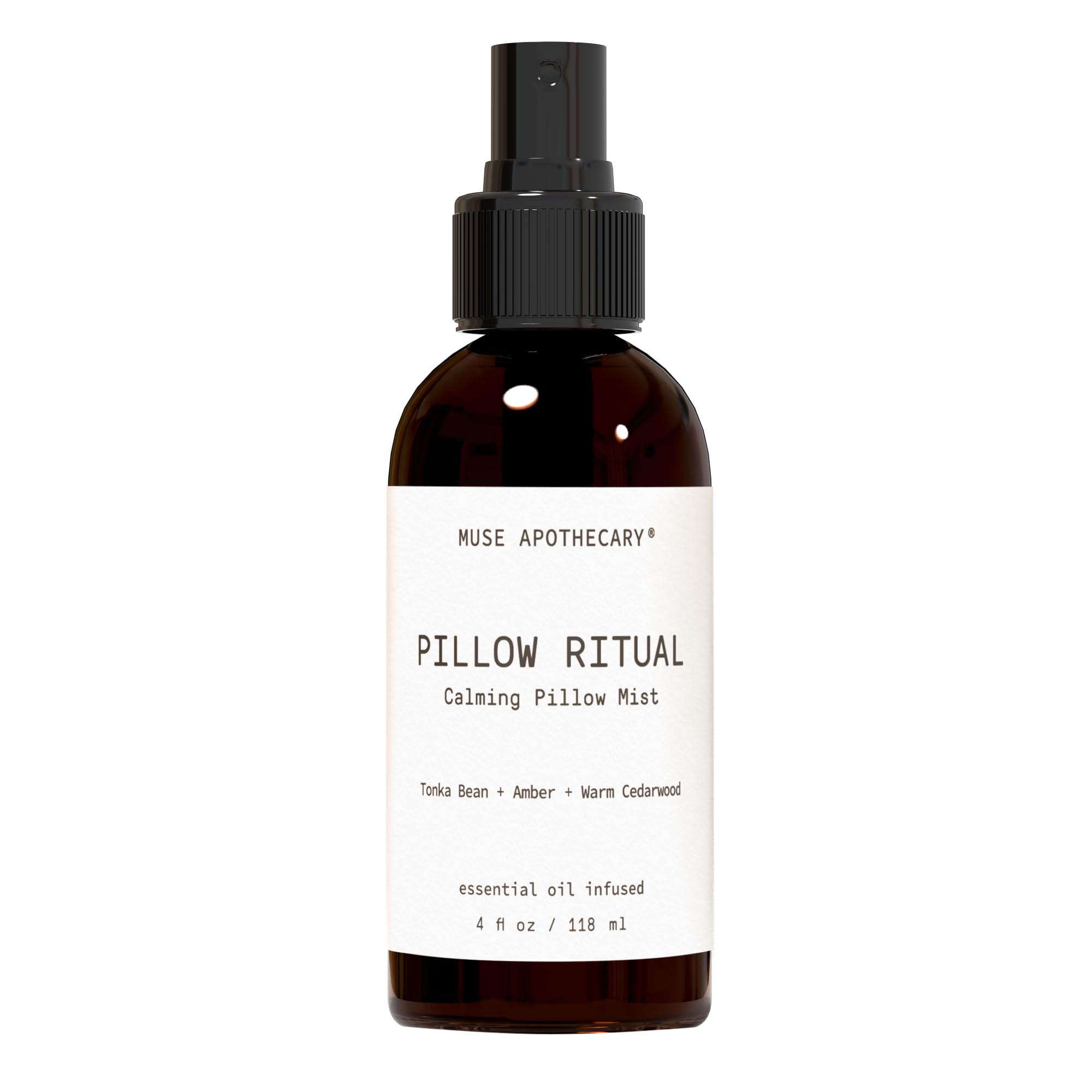 Muse Apothecary Pillow Ritual bottle with cedarwood and amber label