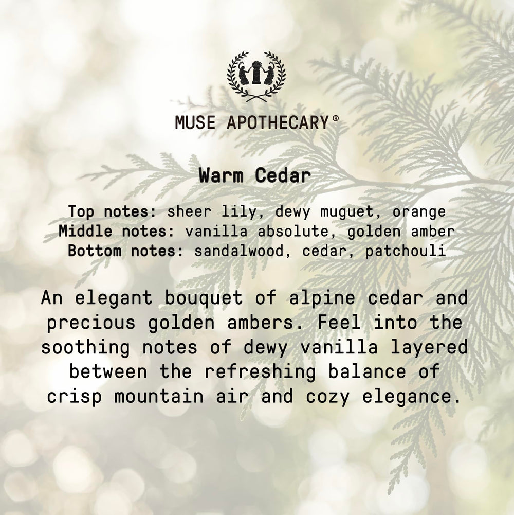 Close-up of Warm Cedar aroma notes in pillow mist