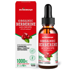 Front bottle of Musebeam Berberine HCL Drops 1000mg