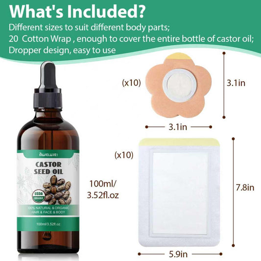 Organic cold-pressed castor oil in 100 ml glass bottle