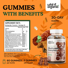 Powder blend showing 10 different mushrooms used in the gummies