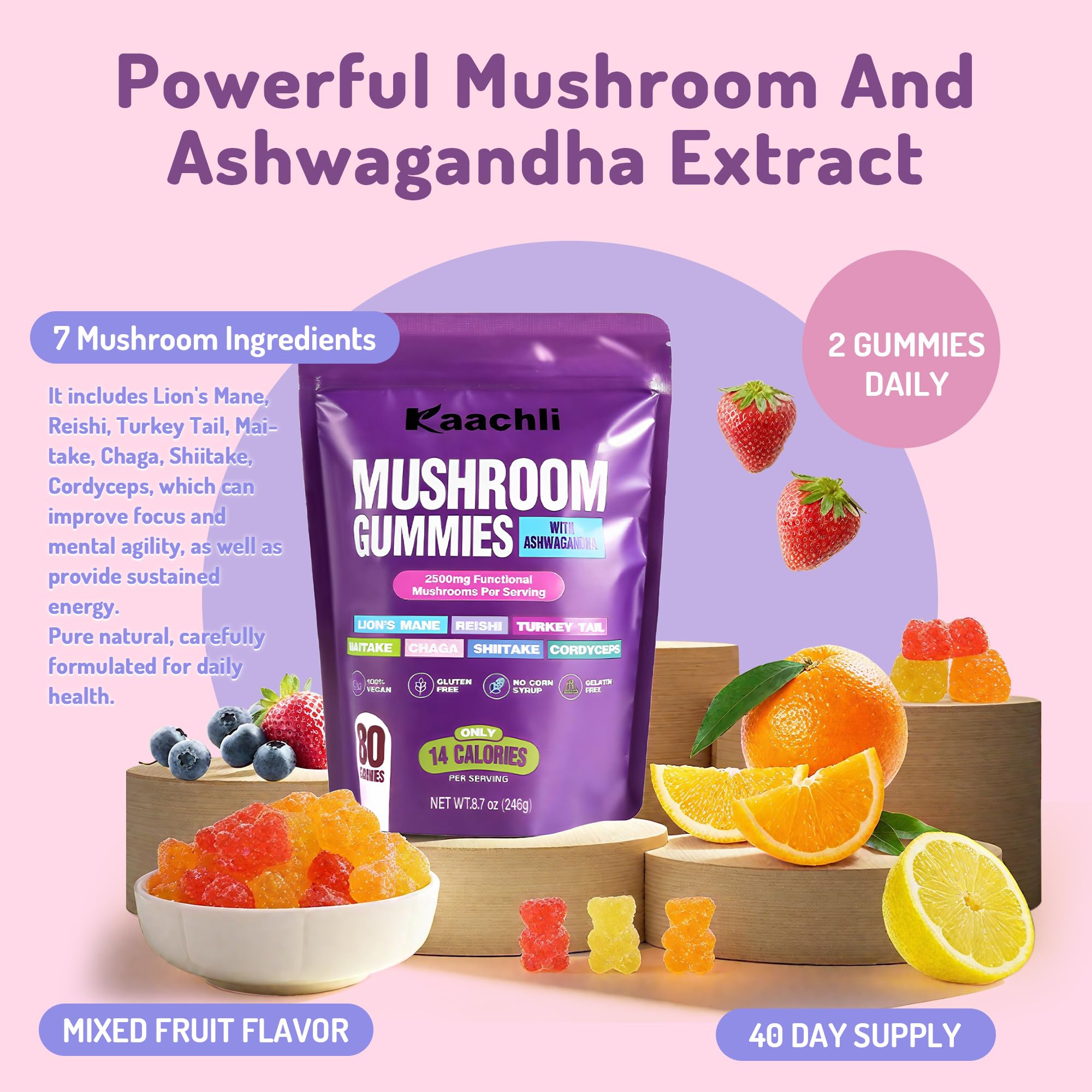 Mushroom blend of eight mushrooms including Reishi, Lion's Mane, and Cordyceps
