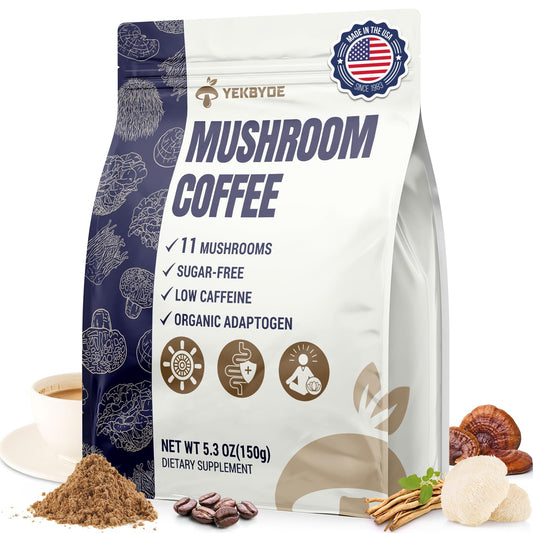 Hero image featuring 11 organic mushrooms for Mushroom Coffee