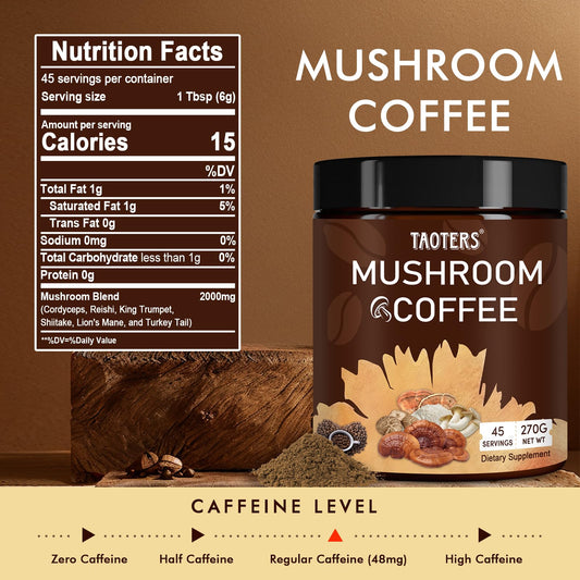 Premium Arabica coffee beans mixed with mushroom powder