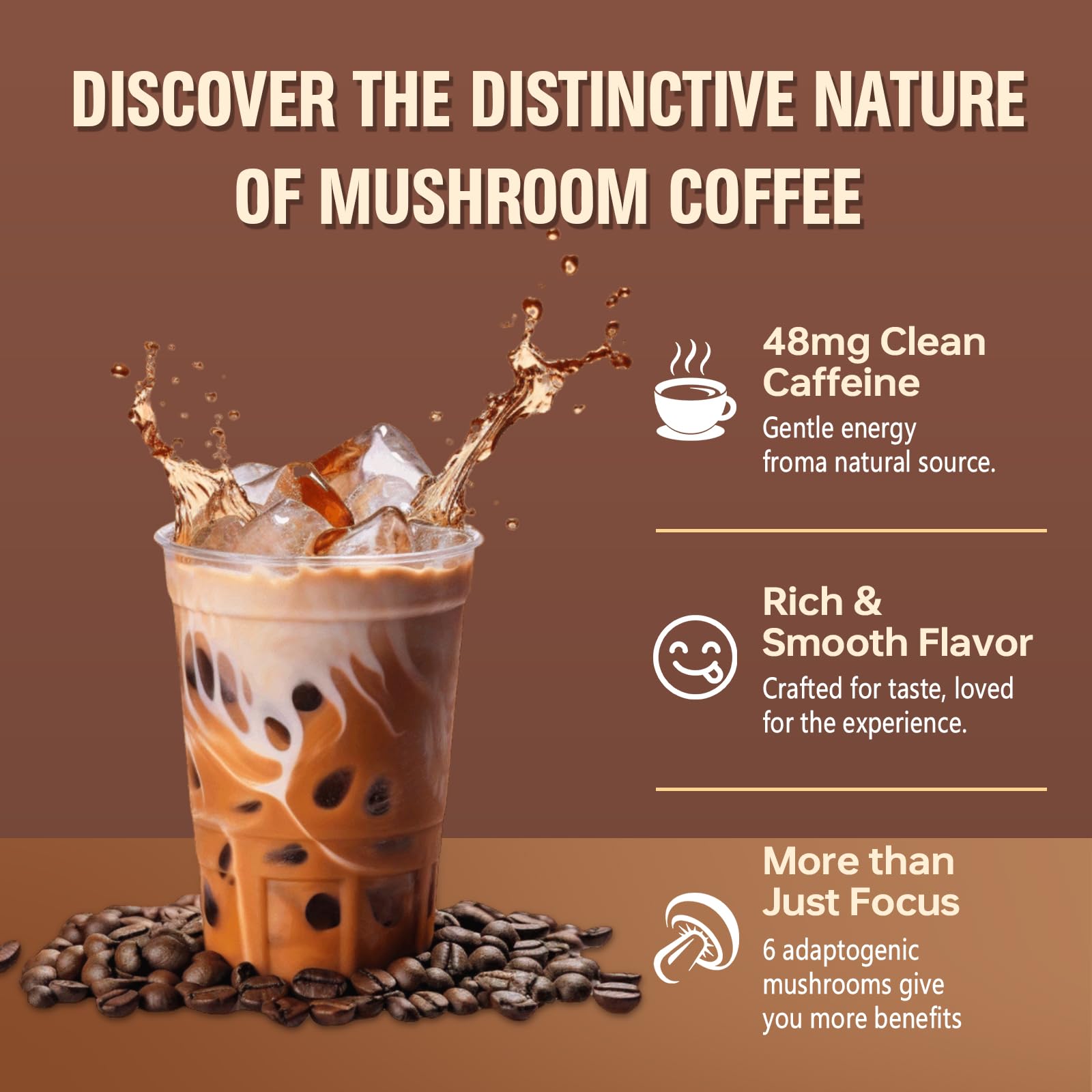 30-serving bag of mushroom coffee with adaptogens.