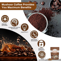 Prepared mug of mushroom coffee ready to drink