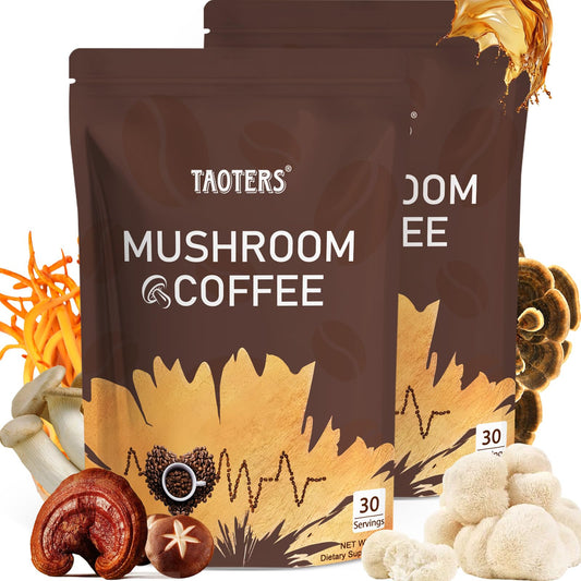 Mushroom Coffee blend with six adaptogenic mushrooms and 180g pack