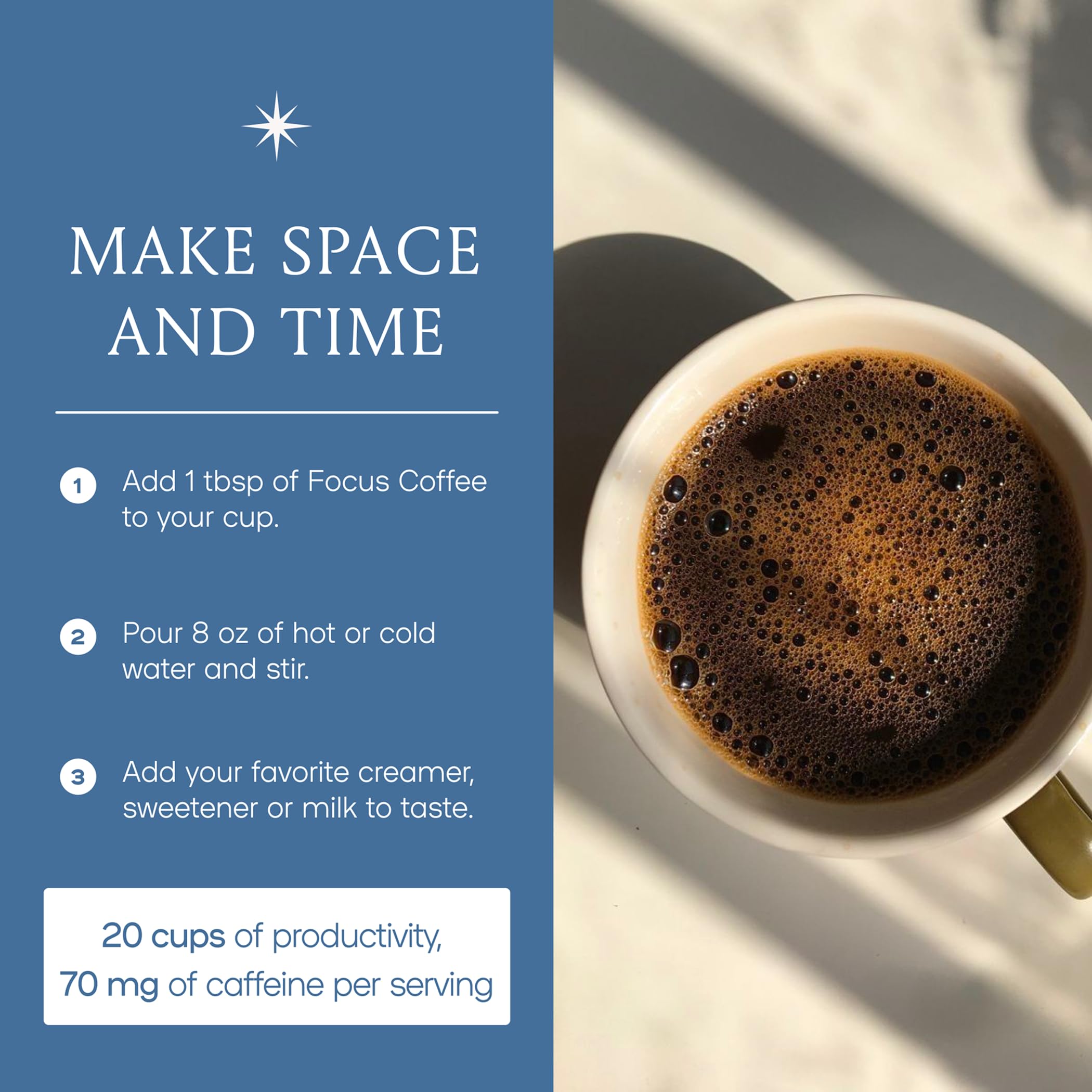 Mushroom coffee with 70 mg clean energy