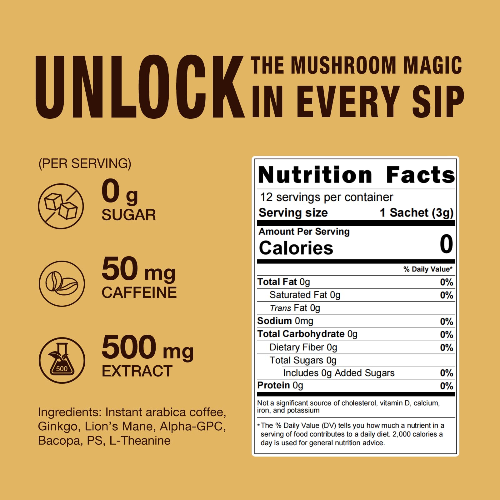 Bacopa extract in Mushroom Coffee Mix 7 in 1