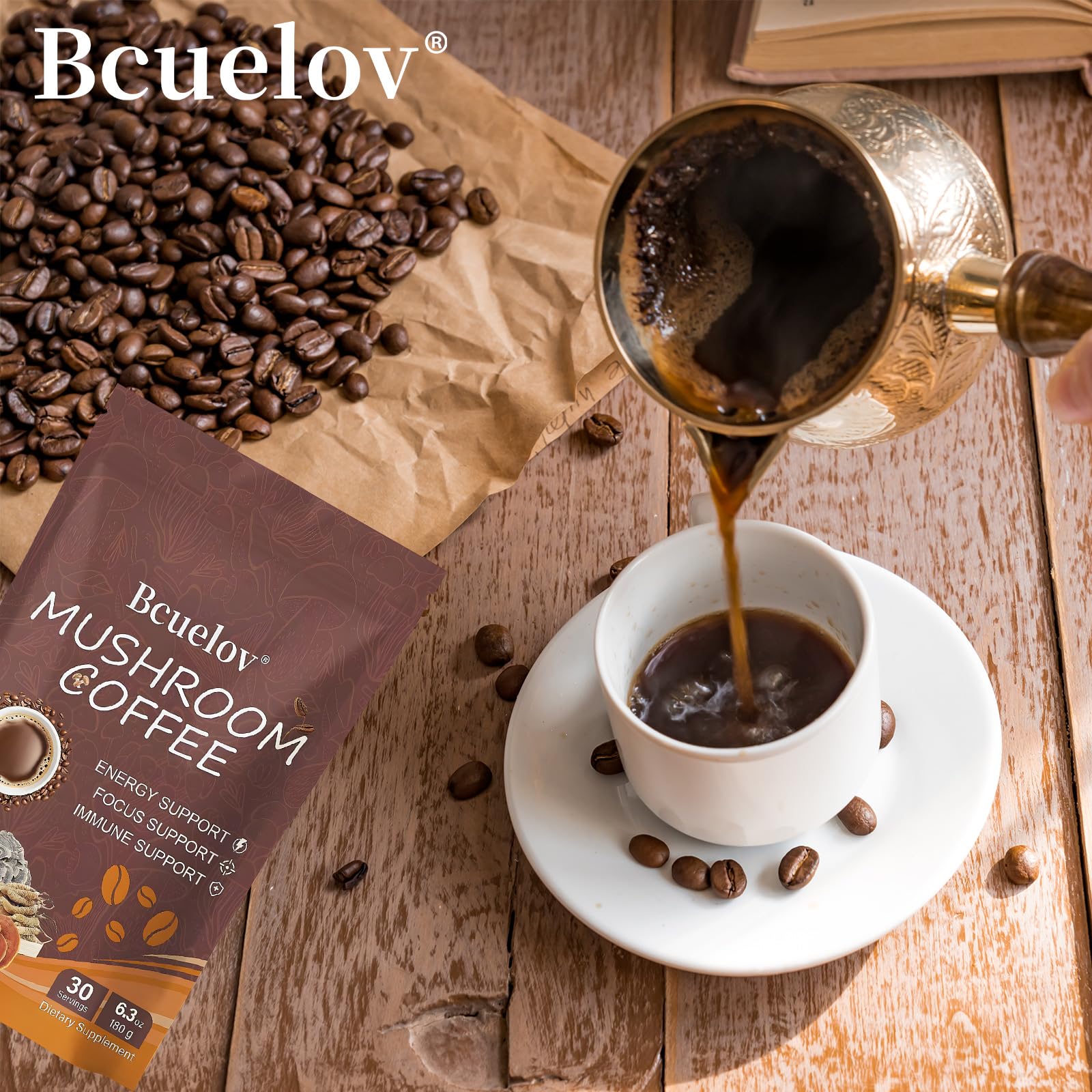 Graphic illustrating benefits: energy, focus, digestion and immune support