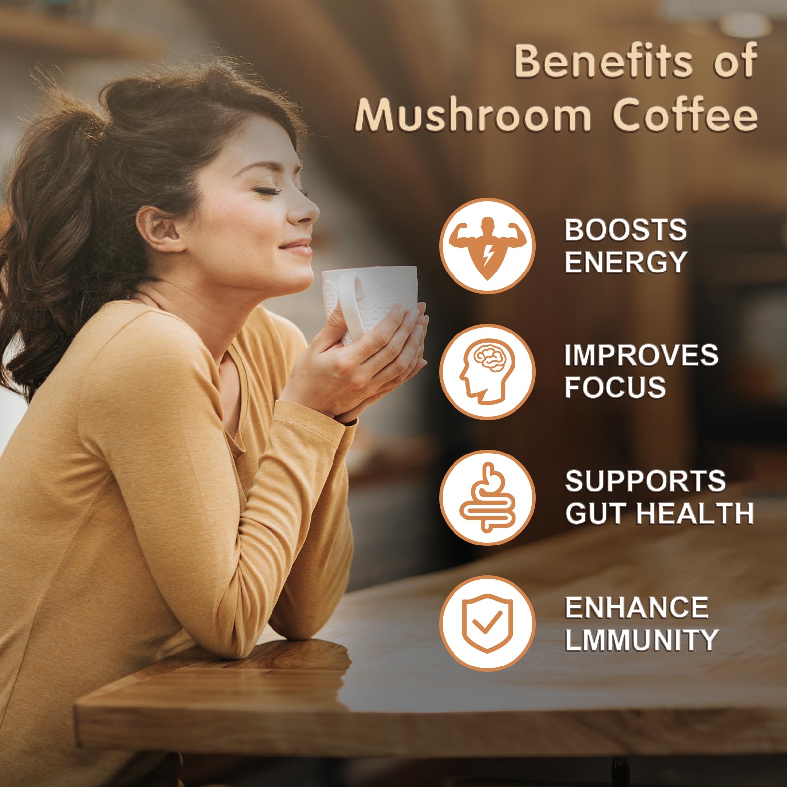 Mushroom coffee blend with instant coffee, MCT oil, and coconut milk