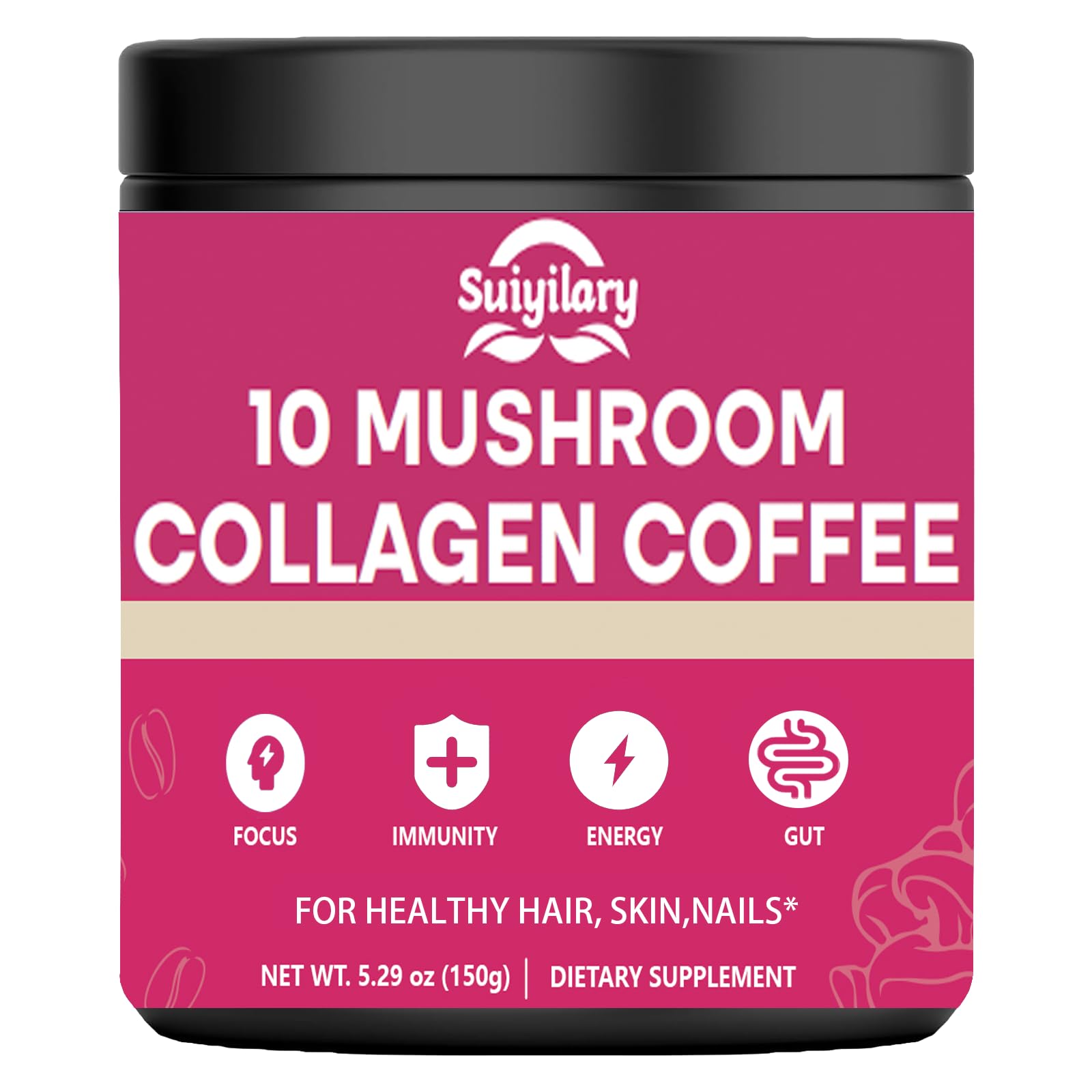 Mushroom Coffee with Collagen product hero image (150g, 30 servings)