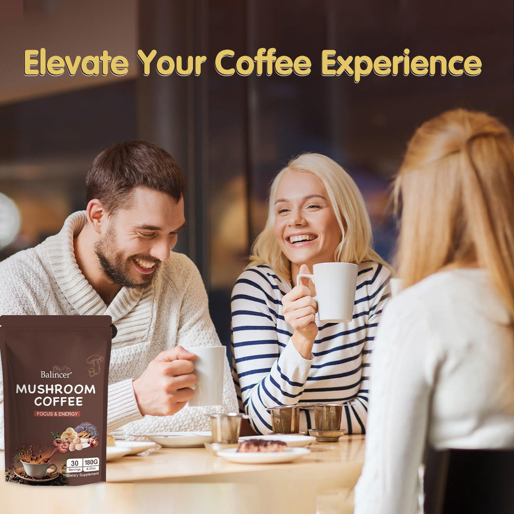 Prepared mushroom coffee latte ready to enjoy