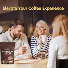 Prepared mushroom coffee latte ready to enjoy