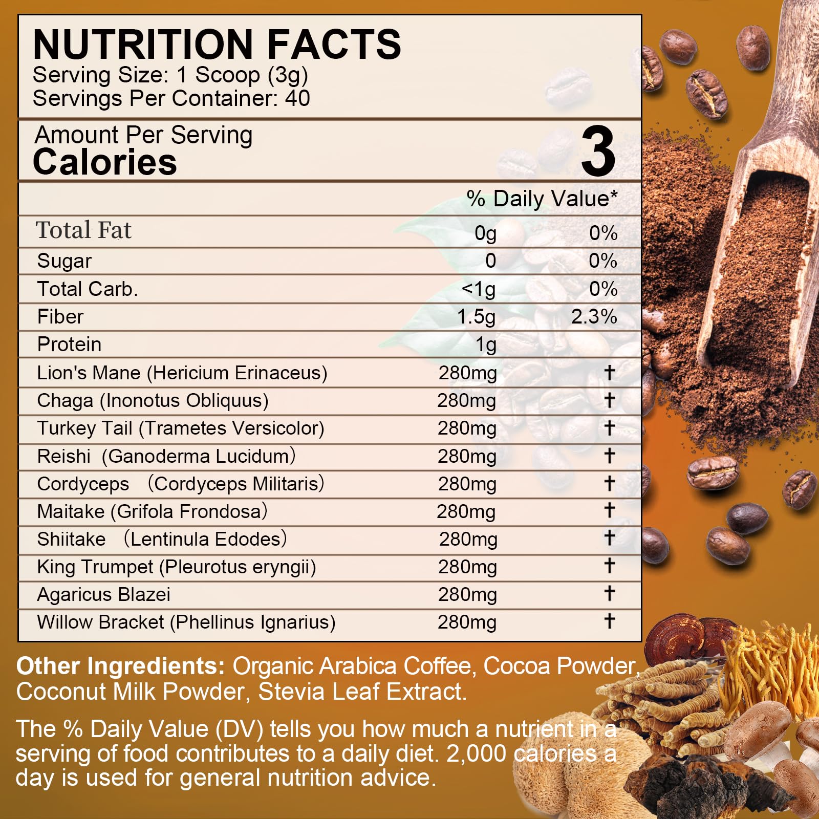 Low-caffeine mushroom coffee blend