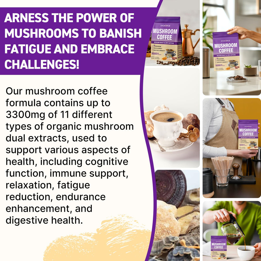 Cup of brewed mushroom coffee ready for focus and energy