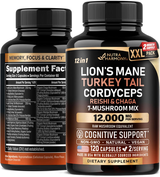 Mushroom Complex Capsules bottle with 12 premium mushrooms