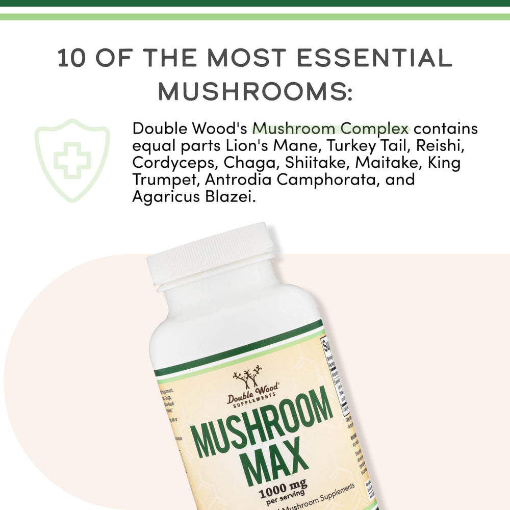 Front and back view of Mushroom Complex bottle