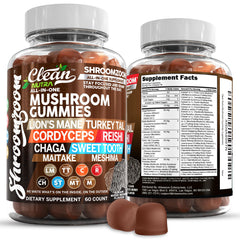 Front view of 15-in-1 Mushroom Gummies bottle