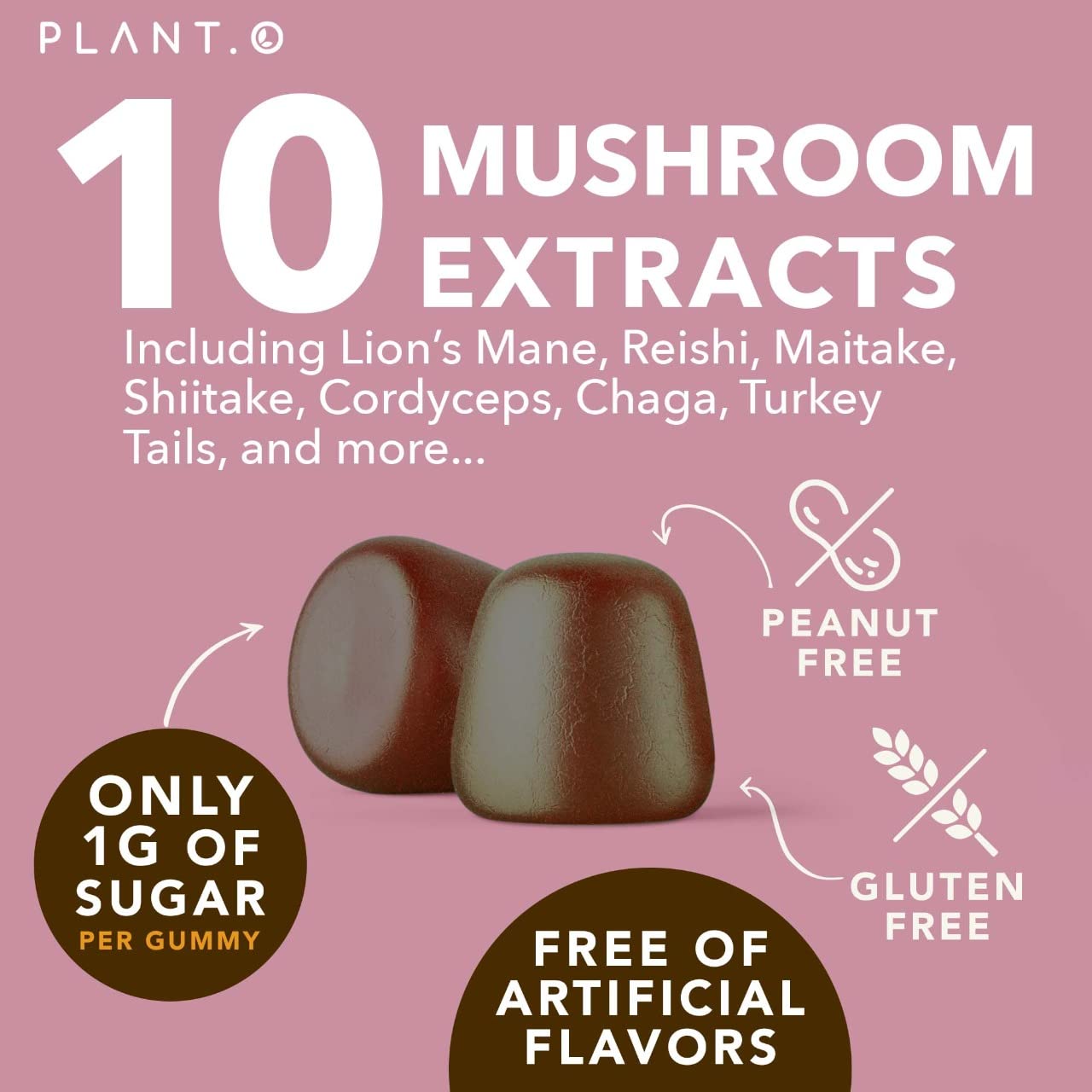 Close-up of Raspberry-flavored Lion's Mane and Reishi gummies