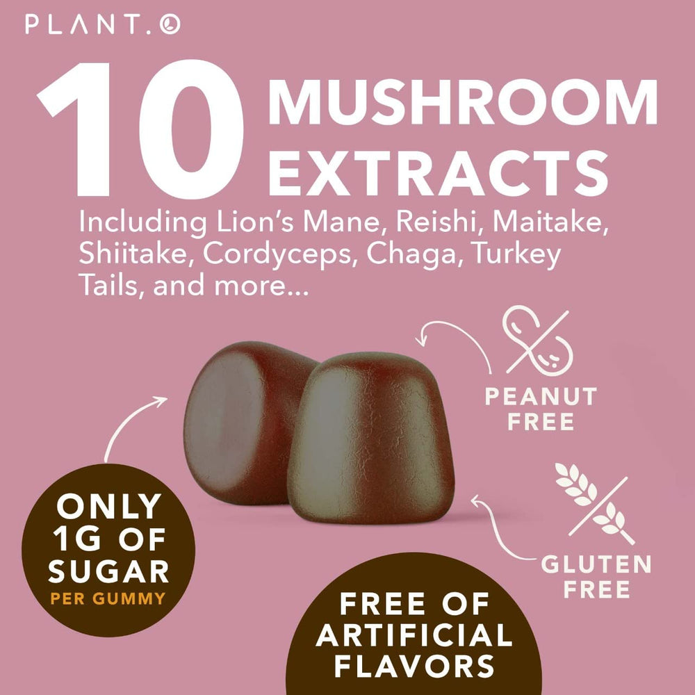 Close-up of Raspberry-flavored Lion's Mane and Reishi gummies