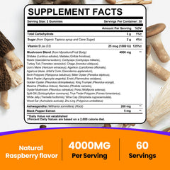 Bottle containing 120-count Mushroom Gummies for Adults