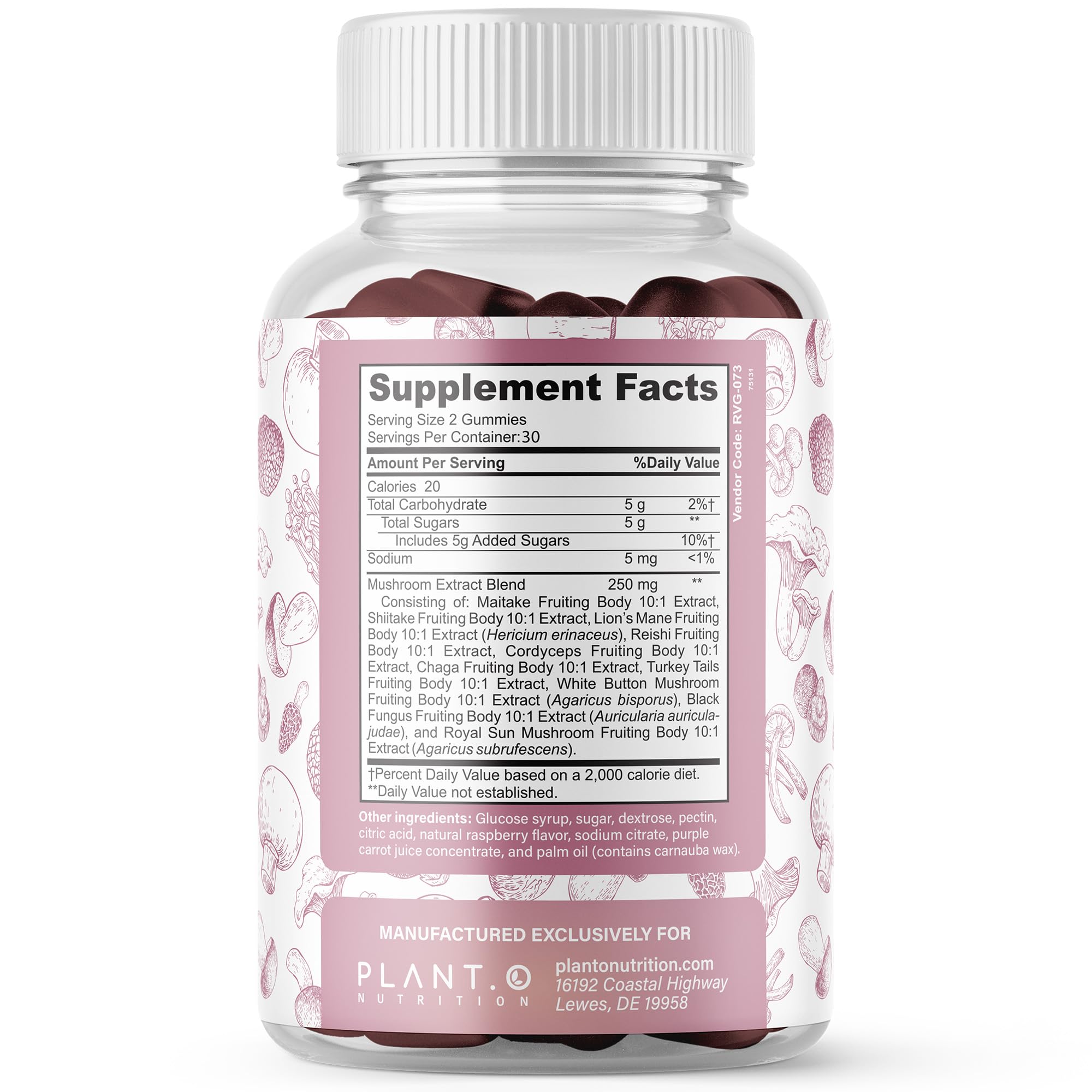 Nutrition emphasis on 2500 mg per serving in gummies