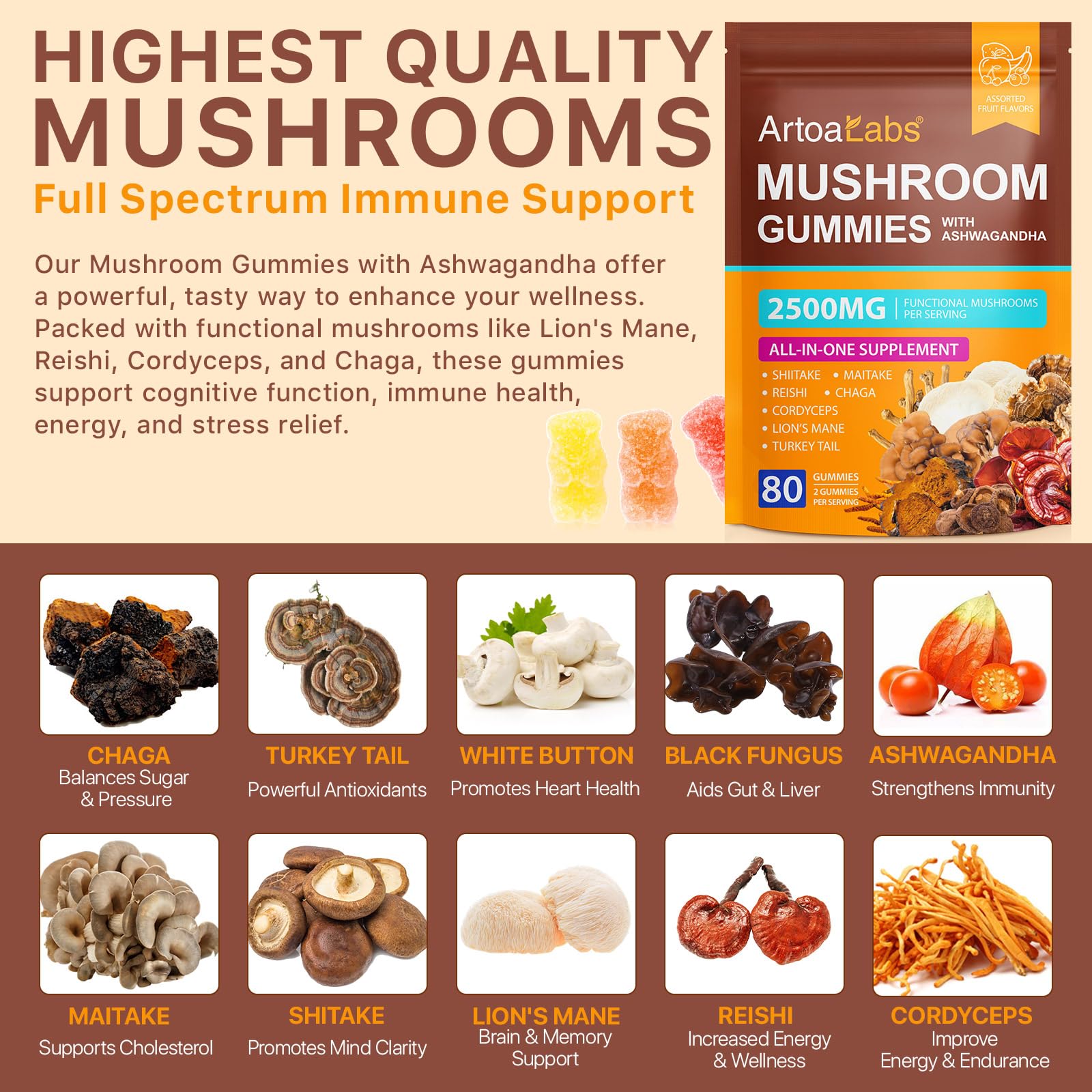 Ashwagandha included in the gummy supplement