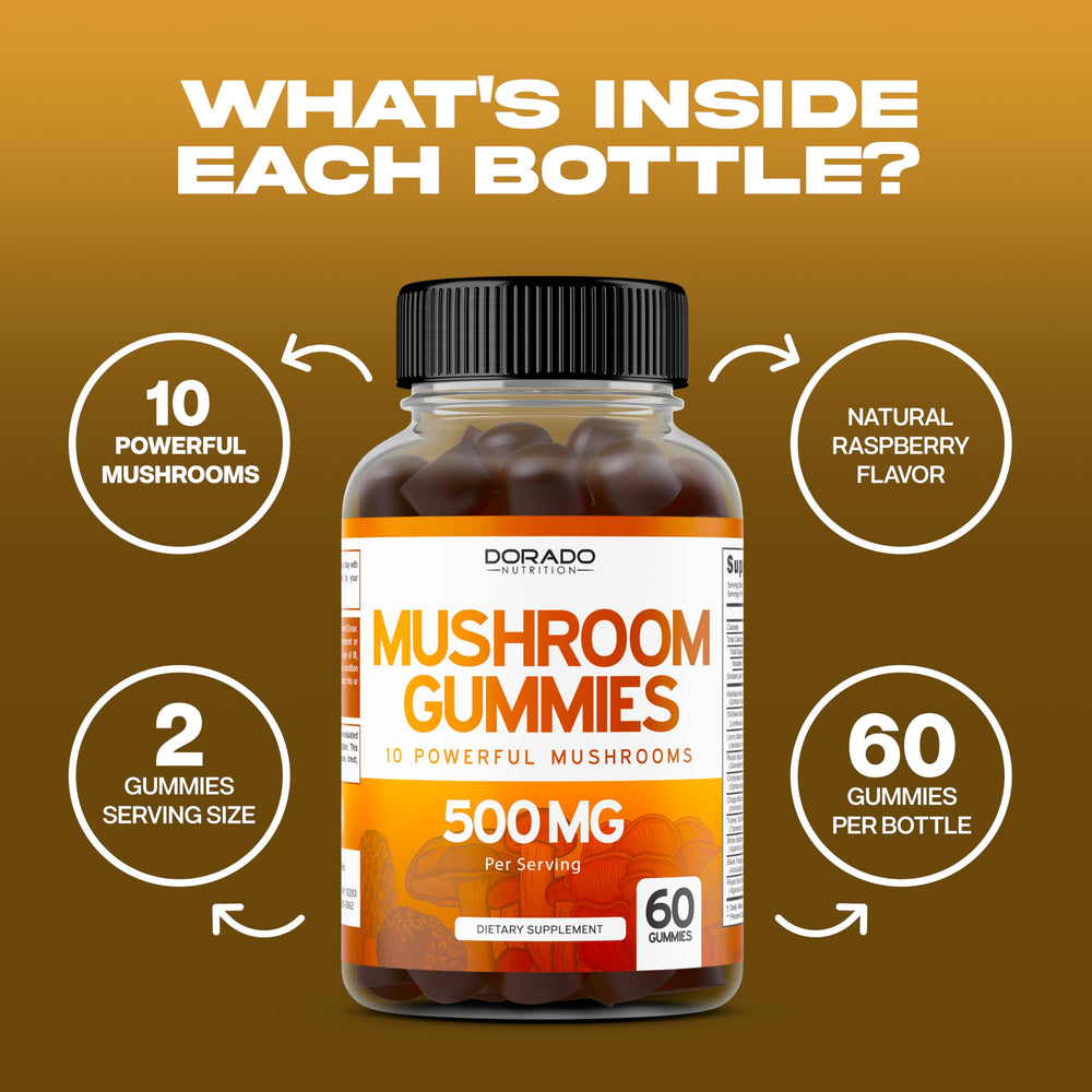 Ingredients list for the 10-in-1 Mushroom Gummies
