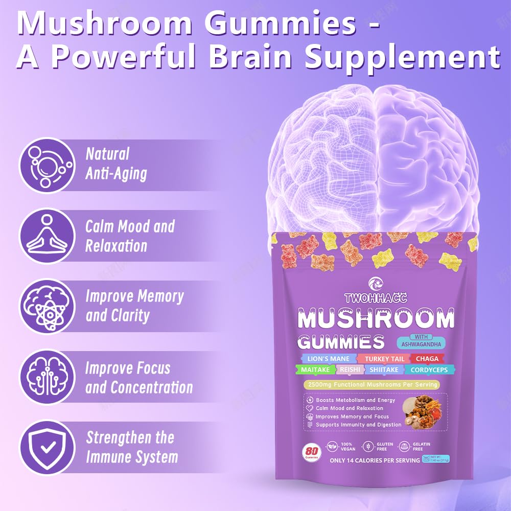 Lions Mane and Ashwagandha combination in gummy form