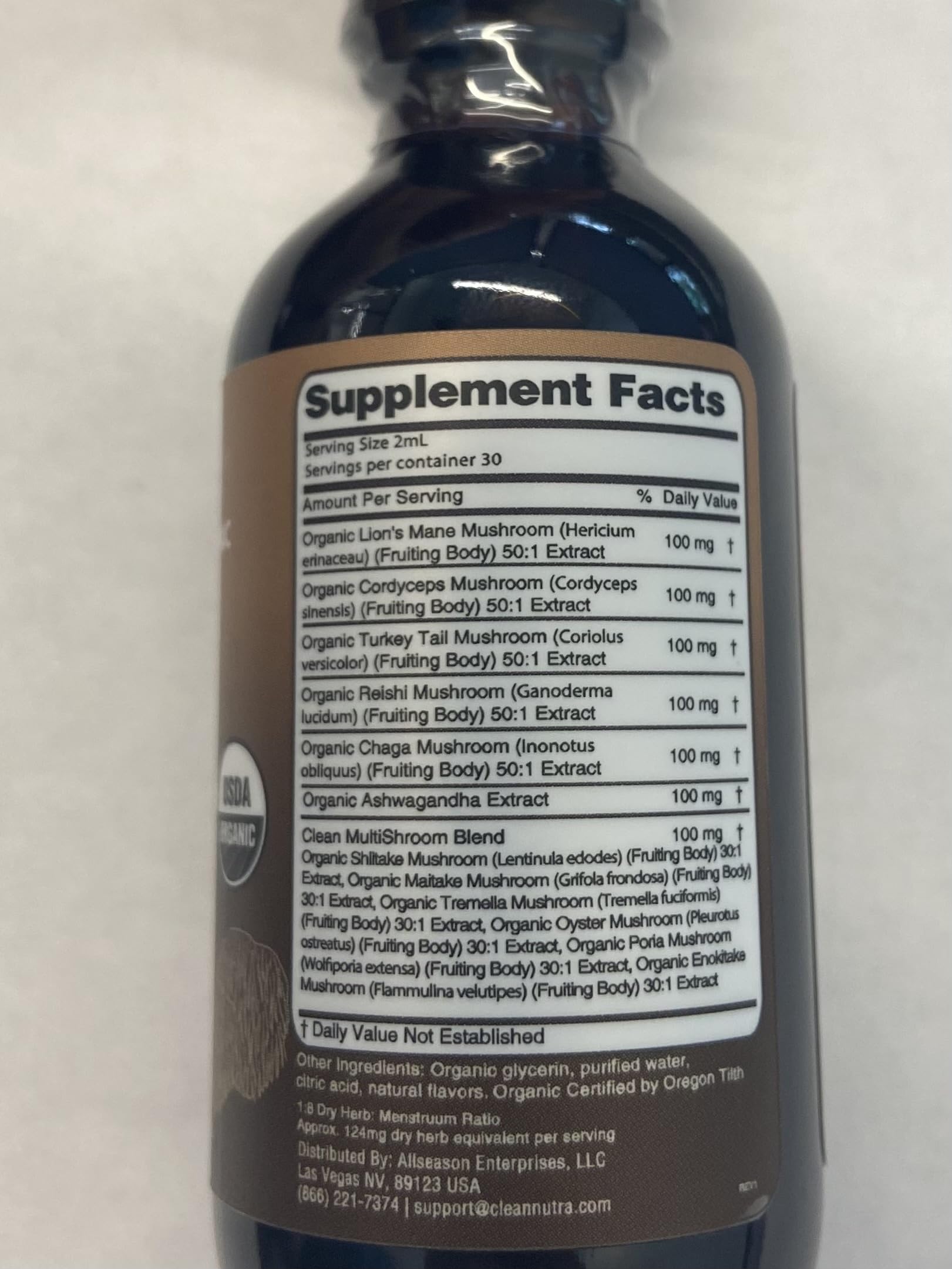 Lions Mane and Cordyceps ingredients featured in the liquid drops