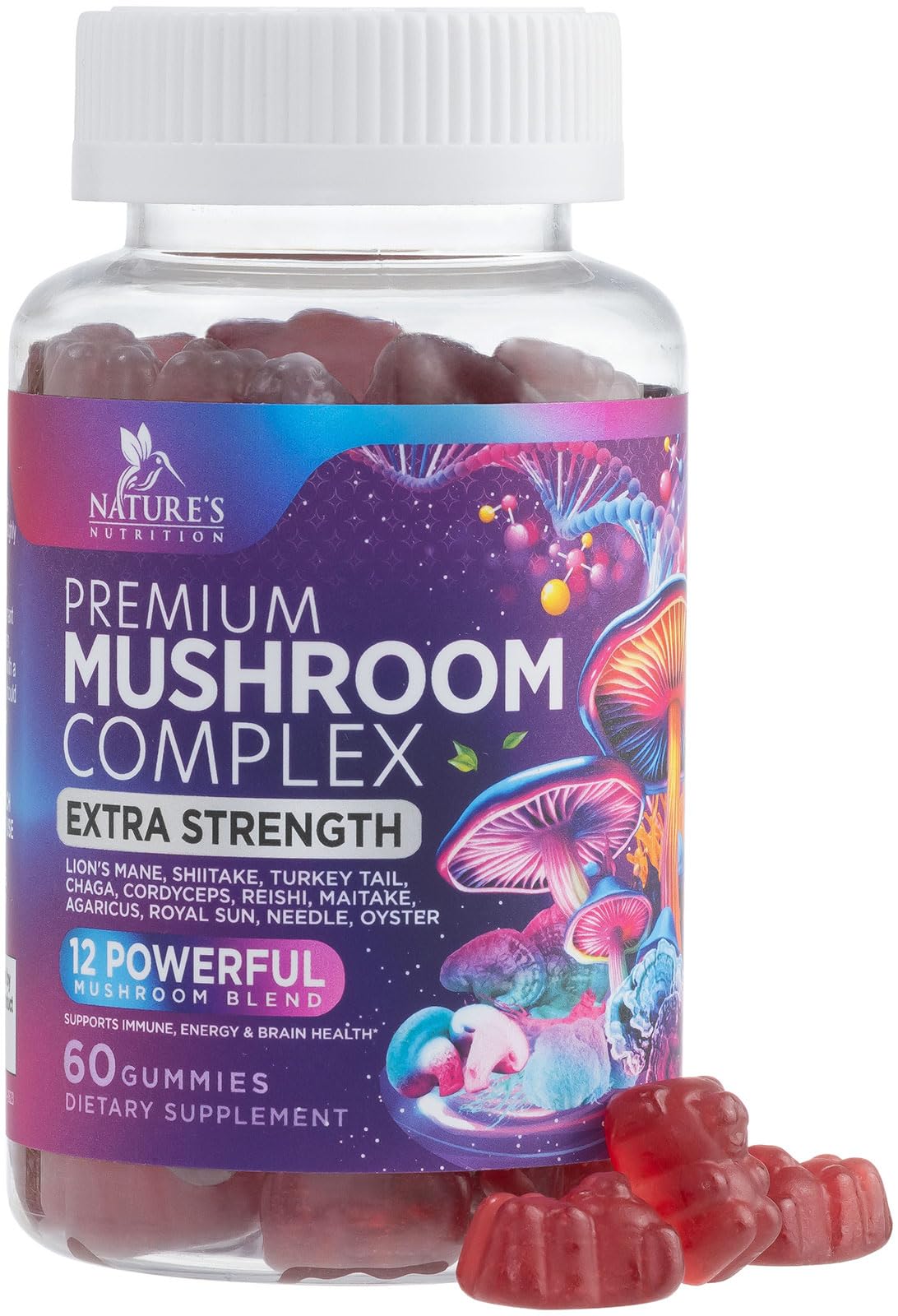Mushroom Supplement Gummies bottle front view
