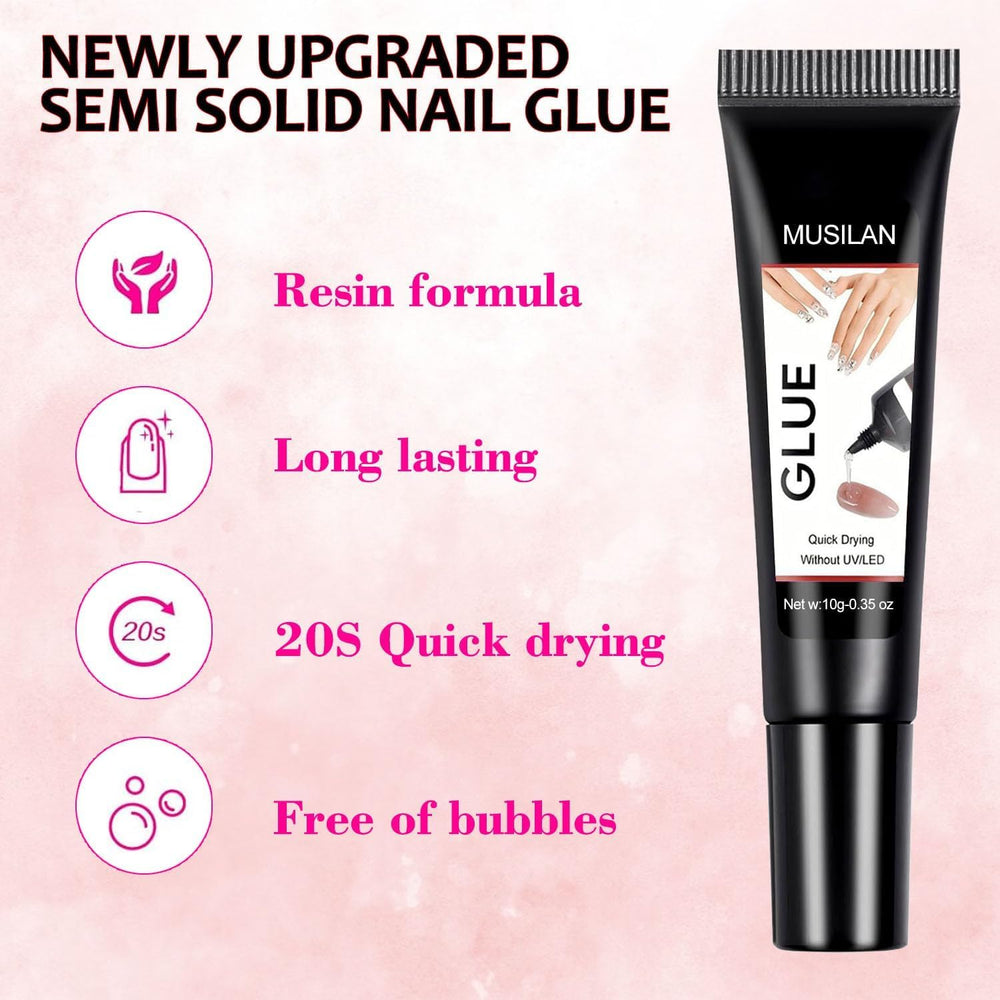 MUSILAN nail glue dries in 10 seconds for quick wear