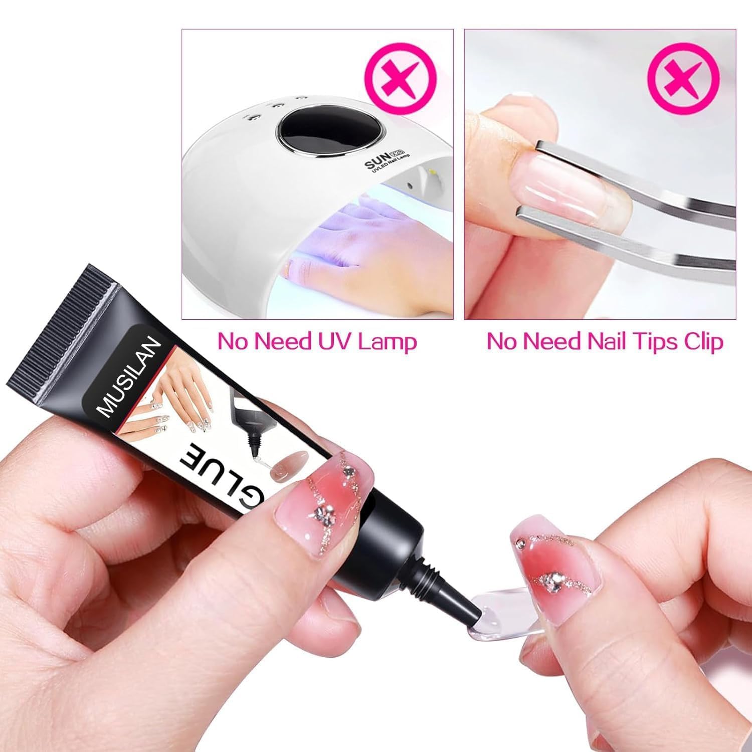 MUSILAN nail glue tube with aluminum design keeps glue fresh after opening