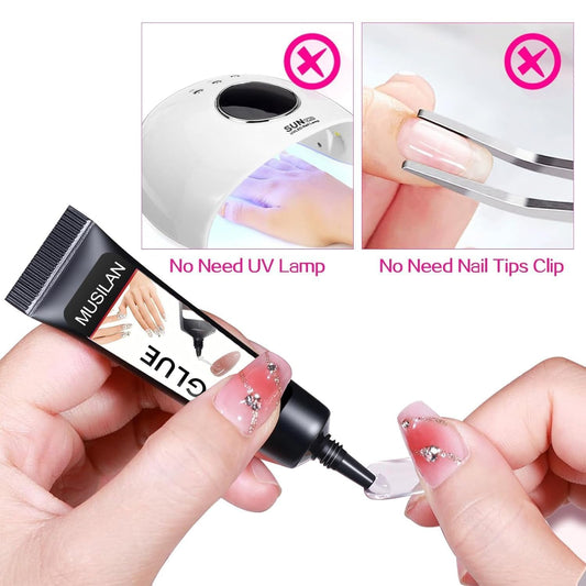 MUSILAN nail glue tube with aluminum design keeps glue fresh after opening