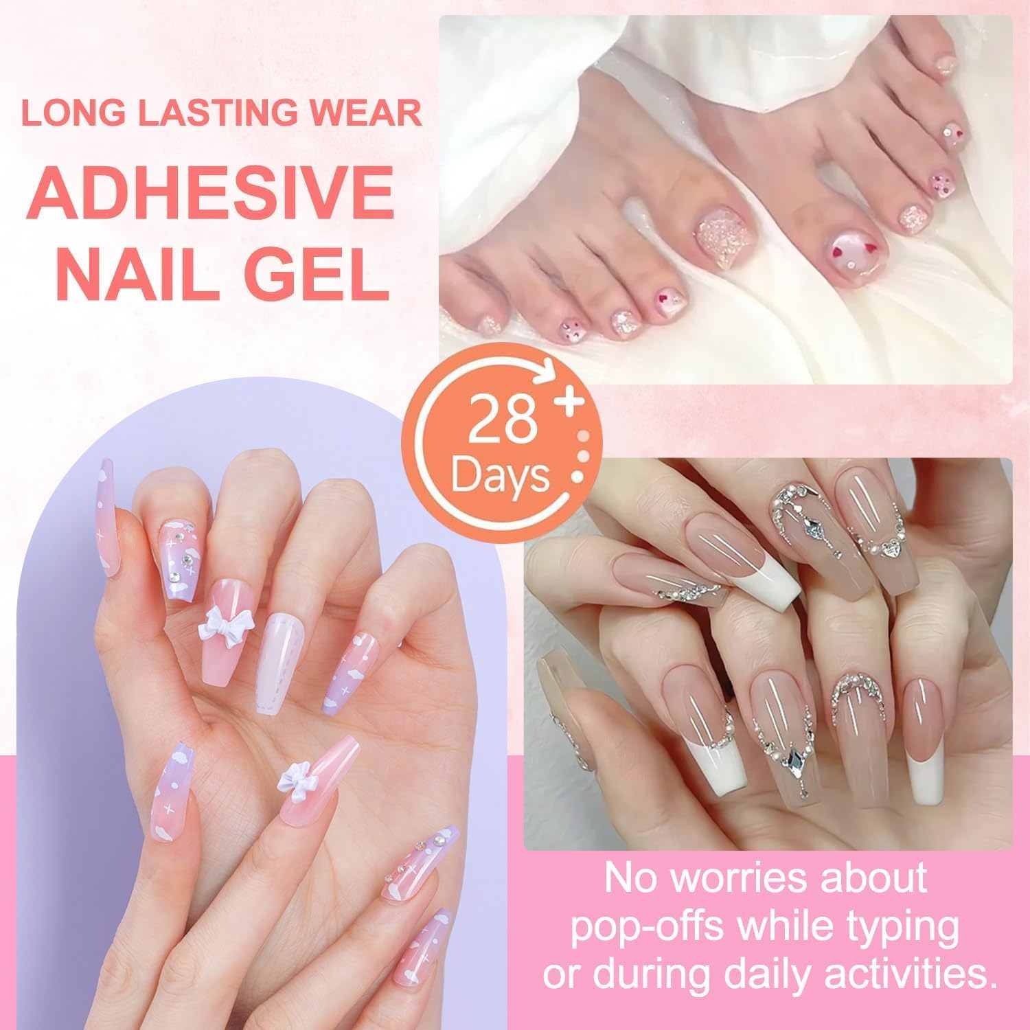 MUSILAN quick-dry adhesive dries in seconds for flawless press-on nails