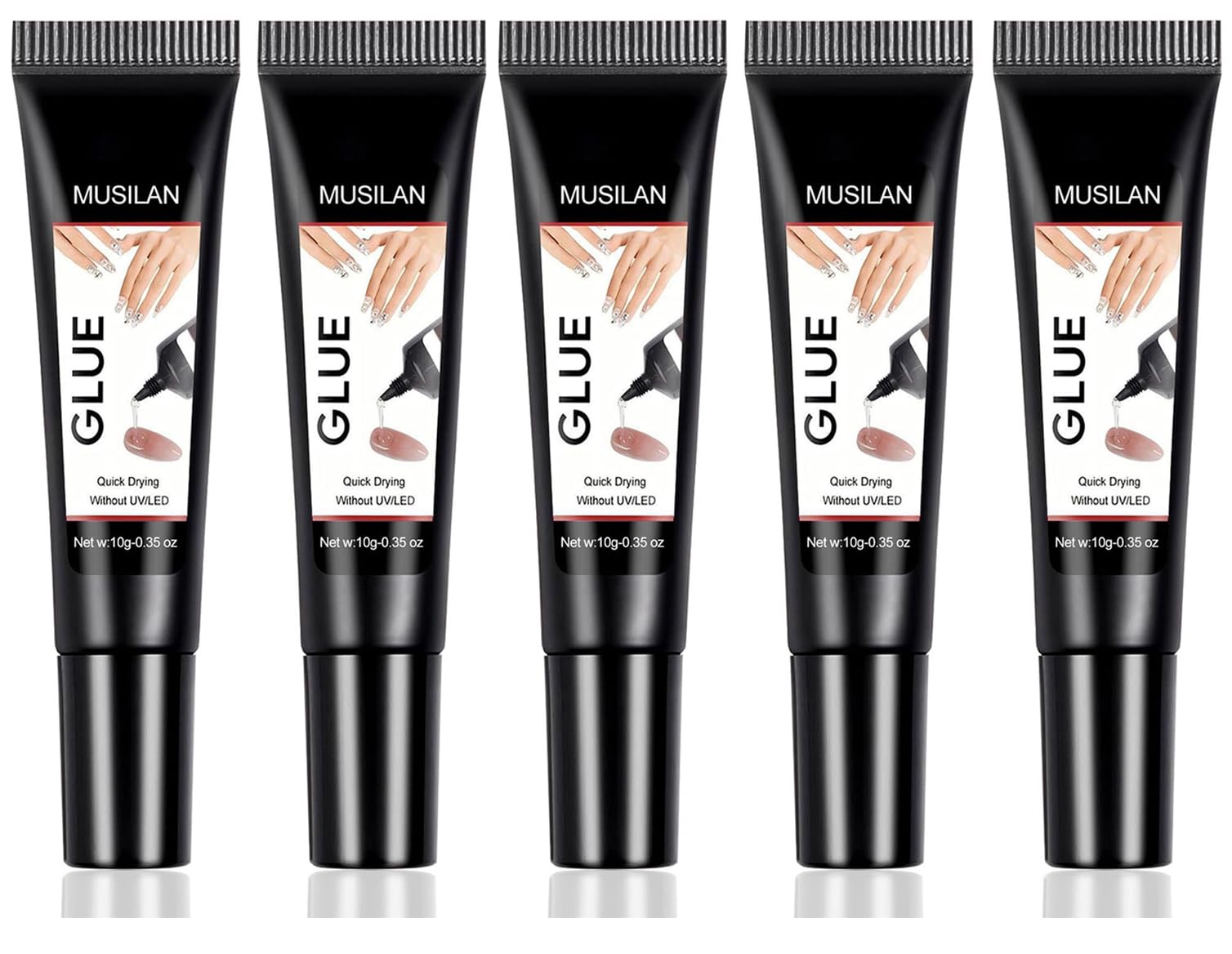 MUSILAN semi solid nail glue kit in action, precise, smooth application