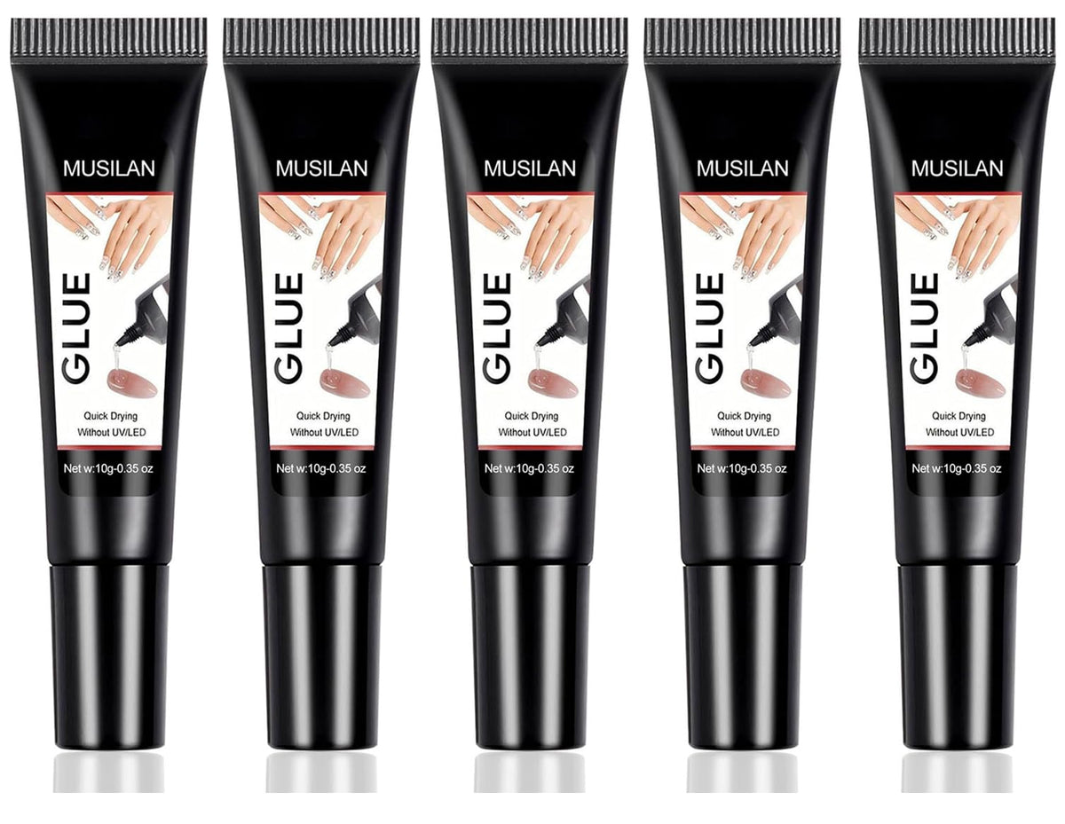 MUSILAN semi solid nail glue kit in action, precise, smooth application
