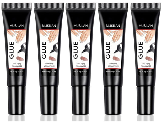 MUSILAN semi solid nail glue kit in action, precise, smooth application