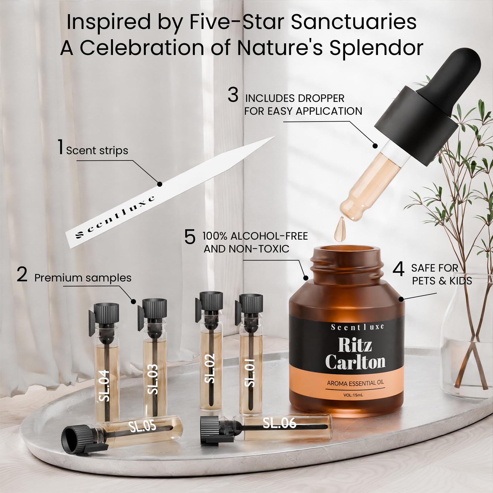 Base notes of musk, patchouli, vanilla, and amber in diffuser oil.
