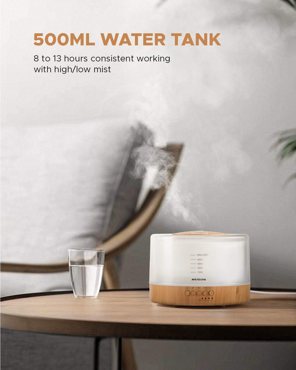 Muson diffuser white mist emission on night