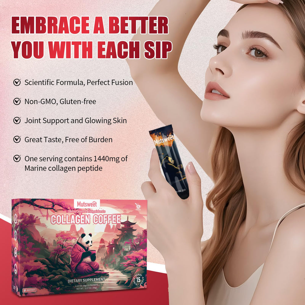 Close-up of collagen peptides powder scoop and ingredients