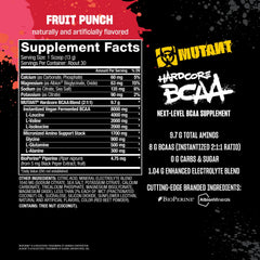 Nutritional facts panel of Mutant Hardcore BCAA