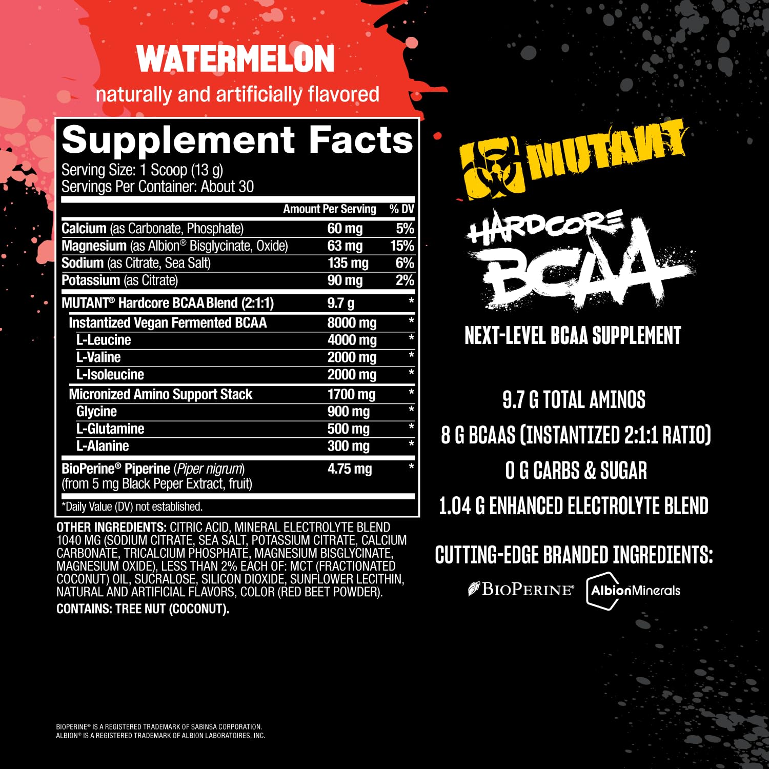 Zero carbs and zero sugar graphic for Mutant BCAA