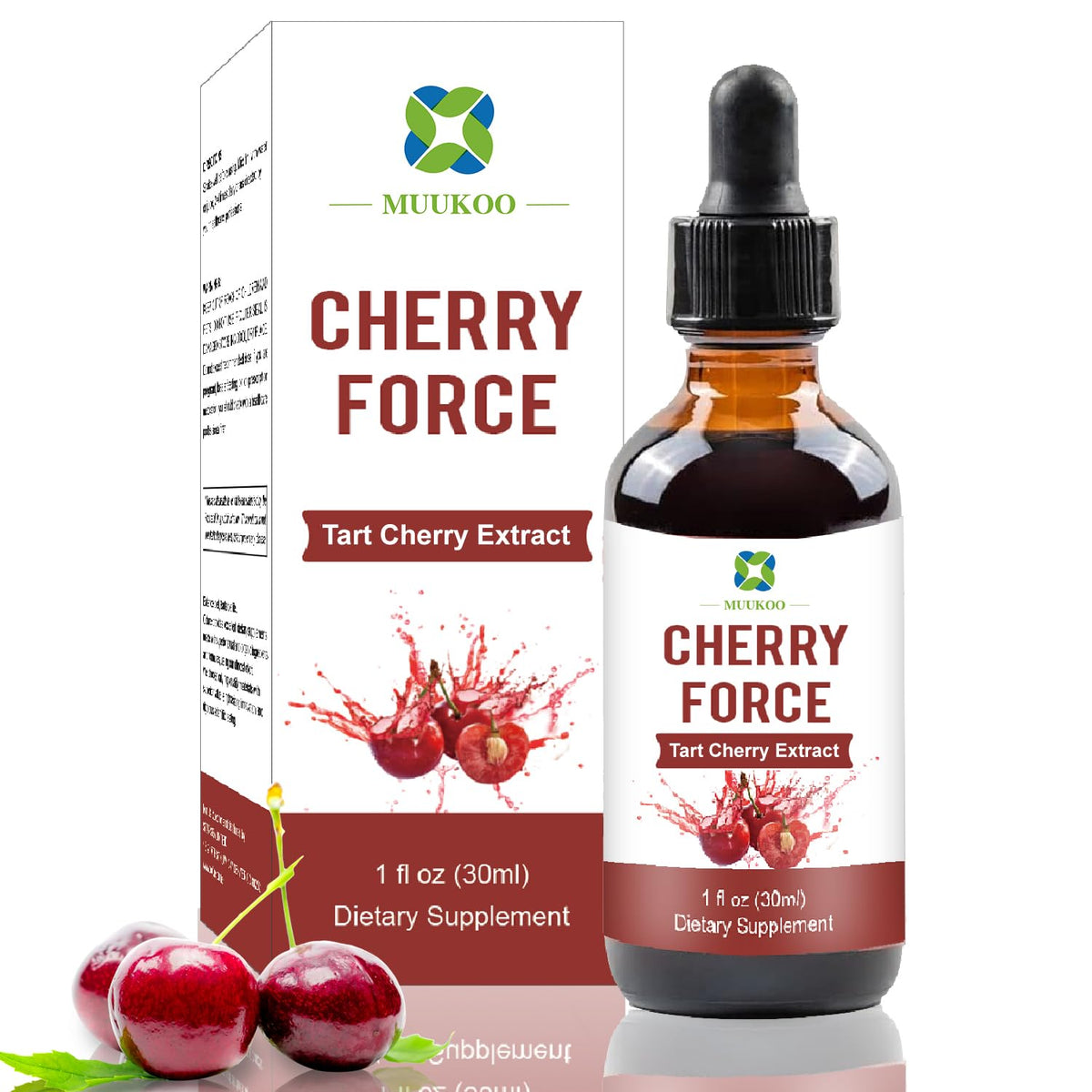 MuuKoo Cherry Force supplement bottle with label